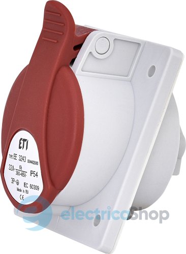 Розетка встроенная  EE-3243  IP54 (32A, 400V, 3P+PE), ETI 4482080