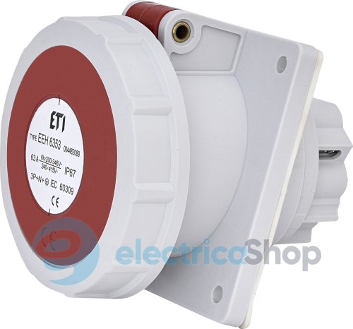 Розетка вбудована  EEH-6353  IP67 (63A, 400V, 3P+N+PE), ETI 4482089