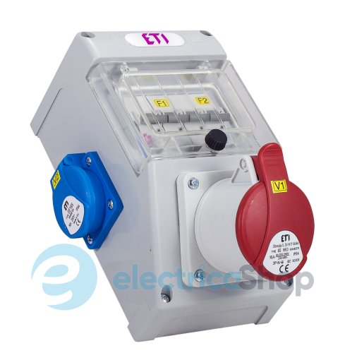 Розподільчий щит з роз'ємами EDS4m 2-2/1-5 16 (Роз'єм 16A/5P-1, Schuko-2, АВ: C16/1-1, C16/3-1, "міні"), ETI 4483110