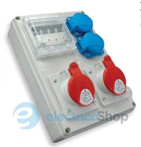 Розподільчий щит з роз'ємами EDS5 2-2/1-5 16 (Роз'єм 16A/5P-1, Schuko-2, АВ: C16/1-2, C16/3-1), ETI 4483150