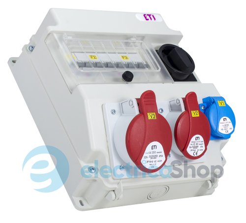 Розподільчий щит з роз'ємами EDS7 1-2/2-5 16/32 (Роз'єм 16A/5P-1,32A/5P-1, Schuko-1, АВ: C16/1-1, C16/3-1, C32/3-1), ETI 4483200