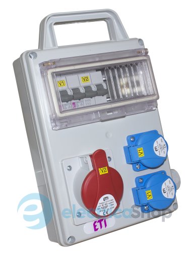 Распределительный щит с разъемами EDS8H 6-2/0-0 16 (Schuko-6, АВ: C16/1-6, с ручкой), ETI 4483282