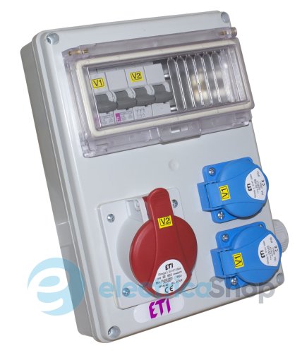 Розподільчий щит з роз'ємами EDS11 4-5 16/32 (Роз'єм 16A/5P-2,32A/5P-2, АВ: C16/3-1, C32/3-2), ETI 4483305