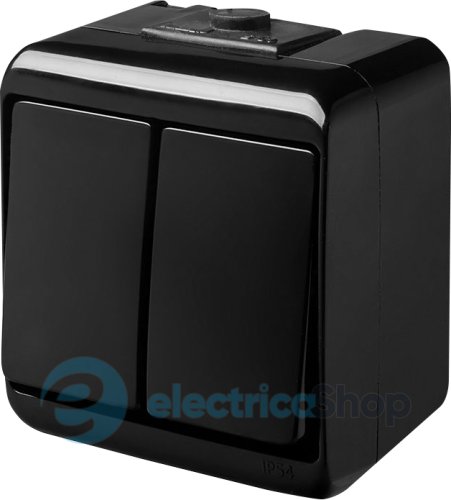 Выключатель 2-клавишный VHE-2-BL (черный, IP54) ETI Hermetics 4668081