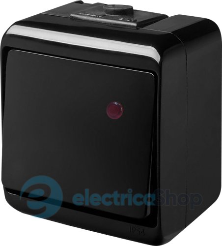 Вимикач 1-клавішний із підсвічуванням VHE-1L-BL (чорний, IP54) ETI Hermetics 4668086