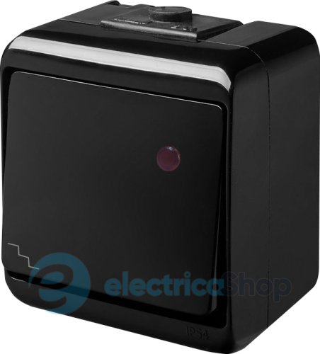 Вимикач "сходовий" із підсвічуванням VHE-3L-BL (чорний, IP54) ETI Hermetics 4668088