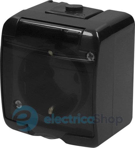 Розетка 1-а з з/к Schuko RHE-1sd-BL (чорн./прозора кришка, IP54) ETI Hermetics 4668090