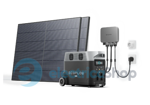 Комплект EcoFlow PowerStream – микроинвертор 600W + зарядная станция Delta Pro и солнечные панели 2х400
