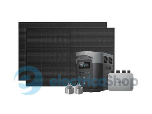Комплект EcoFlow PowerStream – микроинвертор 800W + зарядная станция Delta Max 2000 и солнечные панели 2х400