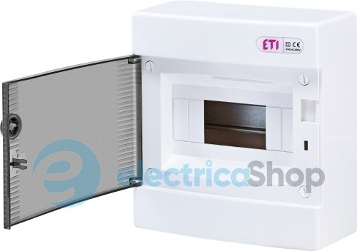 Щит зовнішній розподільний ECT 8PT (8мод.проз.дверцята) IP40 ETI 1101000