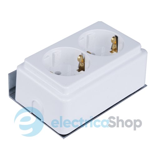 Розетка двойная накладная с/у (Schuko 230V/16А) ETI ECMEDIA-2xSCH с креплением