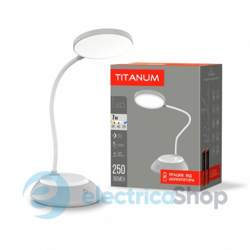 LED лампа настольная с акккумулятором TITANUM TLTF-022G 7W 3000-6500K USB серая