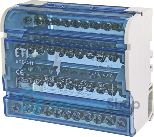 Блок розподільчий EDB-411 4p, 3L+PE/N, 125A (11 виходів) ETI 1102304