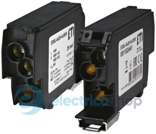 Распределительный блок EDBJ-4x25-4x25/B (100A, 1000V AC/1500V DC, IN: 4x25, OUT: 4x25, черный) ETI 1102441