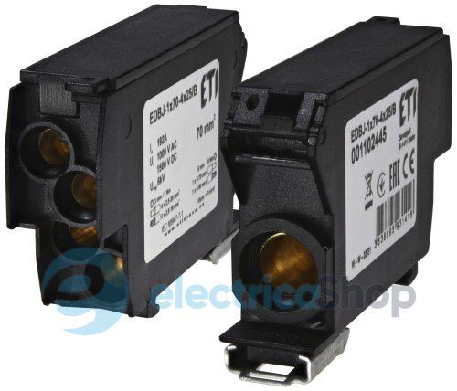 Распределительный блок EDBJ-1x70-4x25/B (192A, 1000V AC/1500V DC, IN: 1x70, OUT: 4x25, черный) ETI 1102445