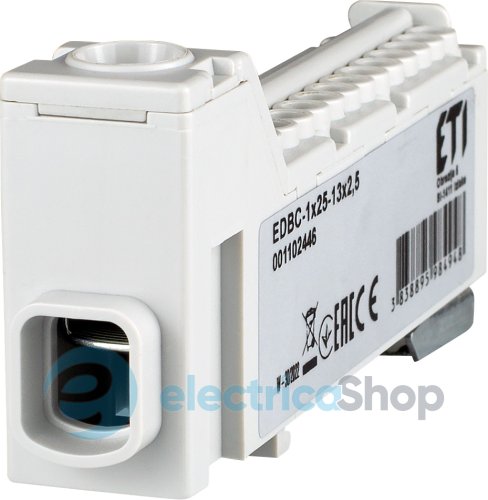 Распределительный блок EDBC-1x25-13x2,5 (63A, 1000V AC/1500V DC, IN: 1x25, OUT: 13x2,5; серый) ETI 1102446