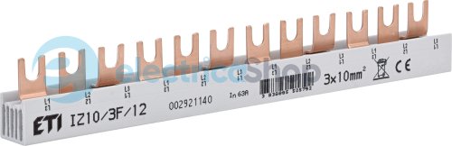 Шина живлення IZ 10/3F/12 (10мм2, 3P, 0.21м, Fork, 12mod.) ETI 2921140