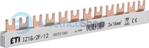 Шина живлення IZ 16/2F/12 (16мм2, 2P, 0.21м, Fork, 12mod.) ETI 2921066