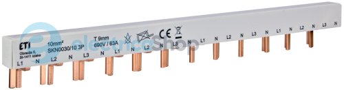 Шина живлення IZ-SKN0030/10 (10мм2, 3P+N, 0.22м, Pin, 12mod.) ETI 2921149