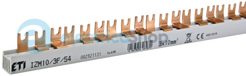 Шина живлення IZM 10/3F/54 (10мм2, 3P, 1м, Fork, 54mod., 18xMS/MPE) ETI 2921131