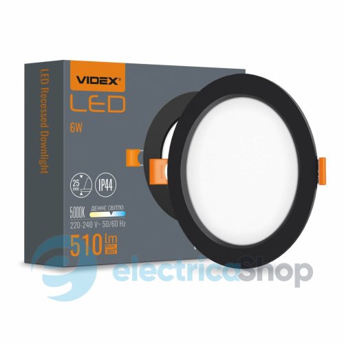 LED светильник Back встраеваемый круглый VIDEX 6W 5000K Black