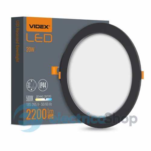 LED светильник Back встраеваемый круглый VIDEX 20W 5000K Black