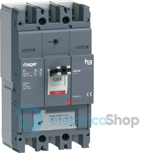 Автоматический выключатель h3, x630, In=630A, 3п, 50kA, LSnl HMJ630GR Hager
