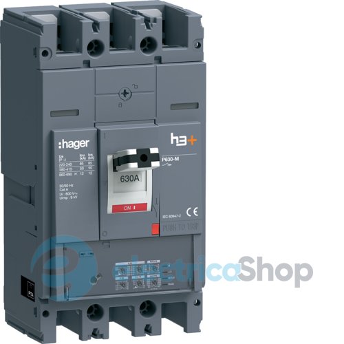 Автоматический выключатель h3+, P630, In=630A, 3п, 50kA, LSI HMW630JR Hager