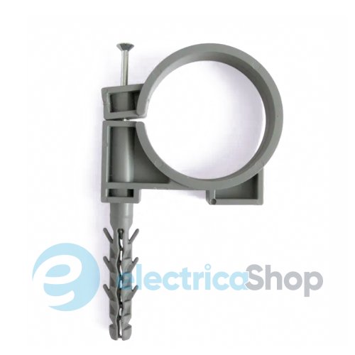 Обойма для труб и кабеля Ø63 с ударным шурупом серая Ziplex (в упаковке 25 шт.)