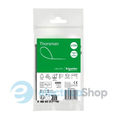 Хомут кабельний 100x2.5мм Thorsman IMT46402 чорний (100 шт.)