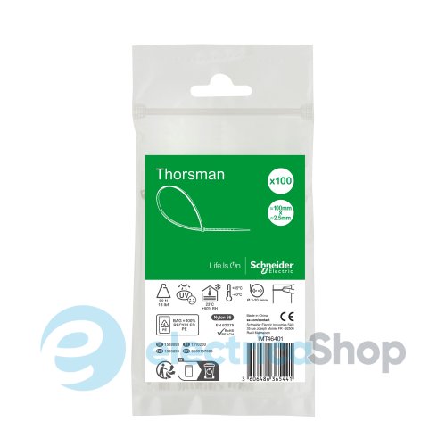 Хомут кабельний 100x2.5мм Thorsman IMT46401 білий (100 шт.)