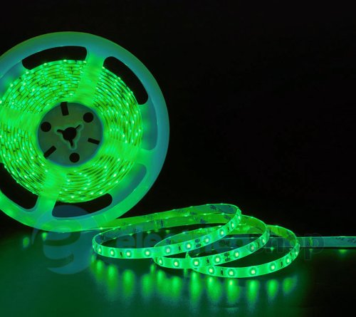 Стрічка світлодіодна 120 Led/m Green 12V, 8.6Вт, IP33 CRI80 e-PCB RISHANG 2835-120-IP33-G-8-12 RN08C0TA-B (9477) зелене світло