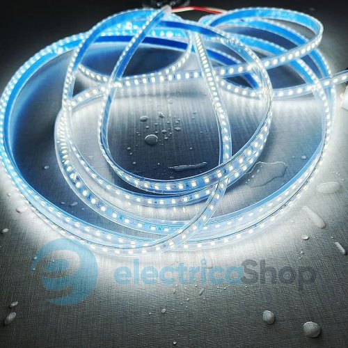 Лента cветодиодная 120 Led/m Blue 12V, 8.6Вт, IP65 CRI80 e-pcb RISHANG 2835-120-IP65-B-8-12 RN68C0TA-B (9727) синий свет