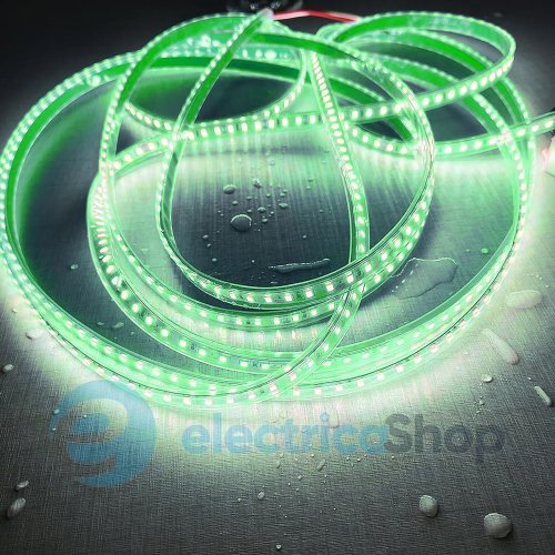 Стрічка світлодіодна 120 Led/m Green 12V, 8.6Вт, IP65 CRI80 e-pcb RISHANG 2835-120-IP65-G-8-12 RN68C0TA-B (8001) зелене світло