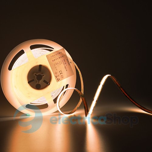 Стрічка світлодіодна 320 Led/m 2400K 24V, 10Вт/м., IP20 CRI90 RISHANG COB-320-IP20-WW-8-24 RM0801EA-A (18861) тепле світло