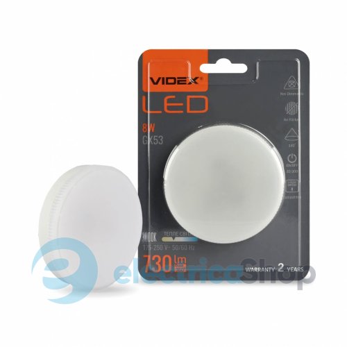 LED лампа VIDEX GX53 8W 3000K 220V (28165)