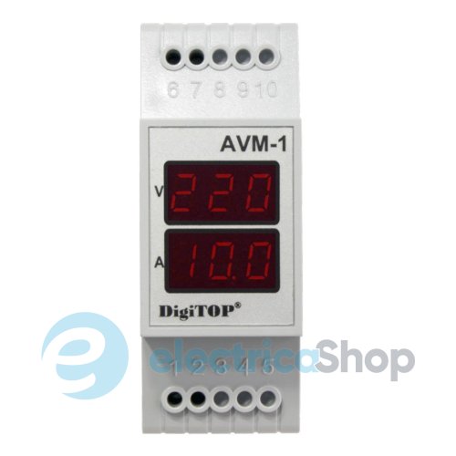 Амперметр-вольтметр AVM-1 DigiTOP 1ф. (1А … 63А / 40V~ … 400V~, DIN)