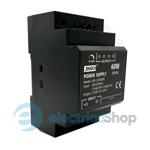 Блок живлення на DIN рейке 12V/DC 60W (230V~) Jinbo JDV-12060DR (21097)