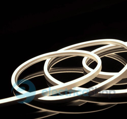 Светодиодный неон 24V, 9,6 Вт/м, 4500К Led Neon IP65 2835-120-12x18-24 RISHANG RX22C0TC-A, коннектор 90 град с кабелем, с другой стороны глухая заглушка (19705)