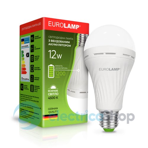 Светодиодная лампа Eurolamp А70-12W-E27-4500K LED-A70-12274(EM) с аккумулятором