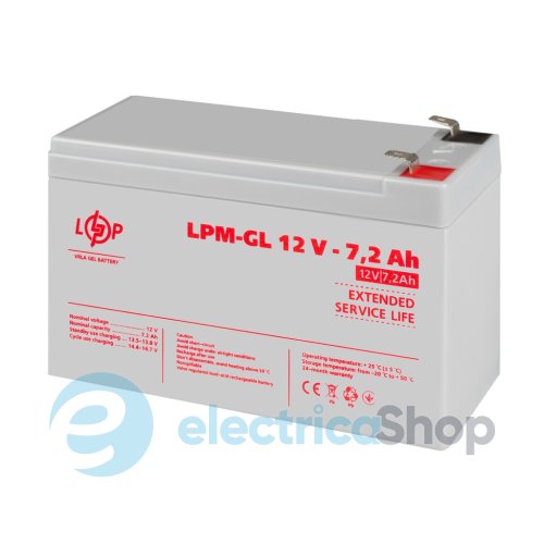 Акумулятор гелевий LPM-GL 12V - 7.2 Ah
