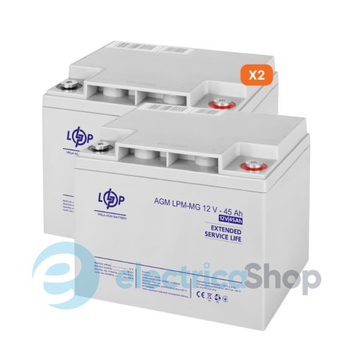 Комплект з двох аккумуляторних мультигелевих батарей для ДБЖ 12V 90Ah (45Ah + 45Ah) 1080Wh
