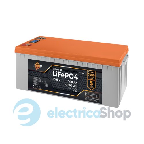 Аккумулятор LP LiFePO4 25,6V - 160 Ah (4096Wh) (BMS 150A/75А) пластик LCD для ДБЖ