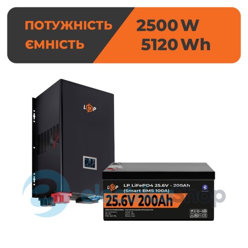 Комплект резервного живлення LogicPower ДБЖ 24V + літієва (LiFePO4) батарея (UPS 3600VA + АКБ LiFePO4 5120W)