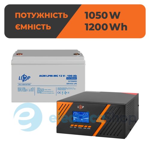 Комплект резервного питания LogicPower ИБП 12V + мультигелевая батарея UPS B1500 + АКБ MG 1200Wh