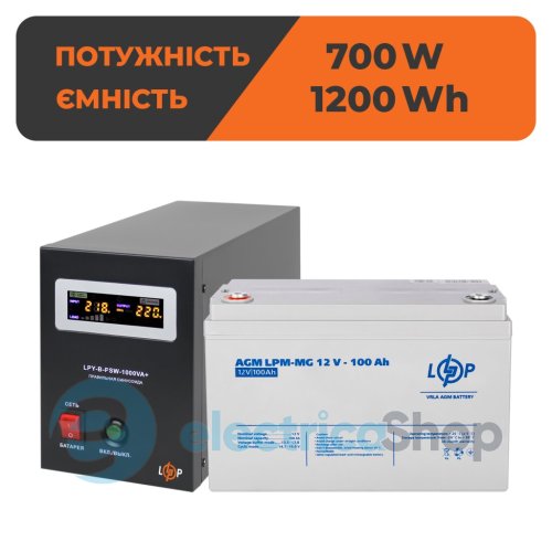 Комплект резервного питания LogicPower ИБП 12V + мультигелевая батарея (UPS B1000 + АКБ MG 1280W)