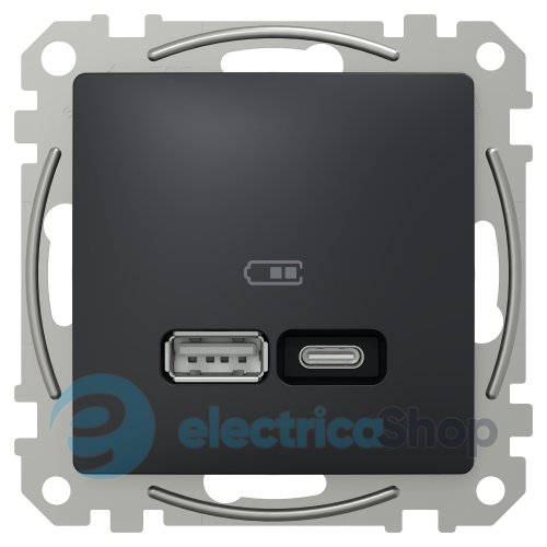 USB-розетка тип A+C 21 Вт. Sedna Design SE SDD114405, черный