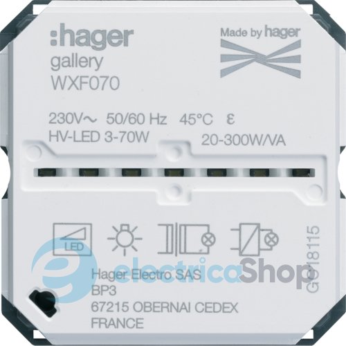 Механизм диммера нажимной Bluetooth 250Вт, Lumina/Gallery, Hager WXF070