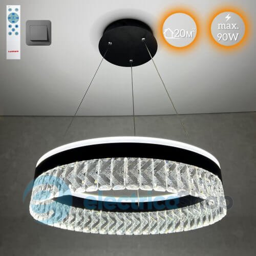 Подвесной светильник LUMINARIA CARINA 90W R BLACK/CLEAR 500/1200 APP 220V IP20 с пультом ДУ