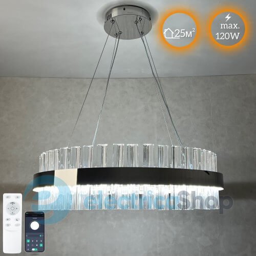 Подвесной светильник LUMINARIA SOFIA 120W R CHROME/CLEAR 600/1000 APP 220V IP20 с пультом ДУ